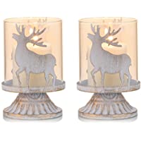 Sziqiqi Juego de 2 Candelabros de Metal Portavelas Blanco para Centro de Mesa Candelabros con Velas de Huracán Prefieren…